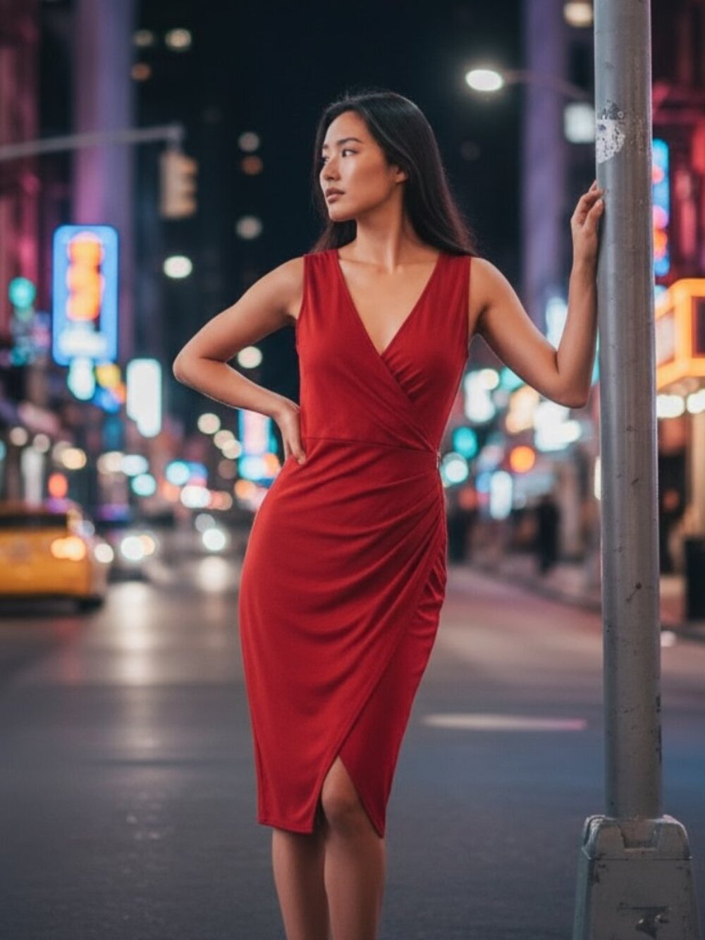 Red Bodycon Wrap Dress Size Large Sleeveless Ruched Cocktail Party Dress